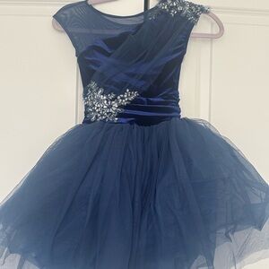 Elegant Blue Kids Dress with Floral Embellishments